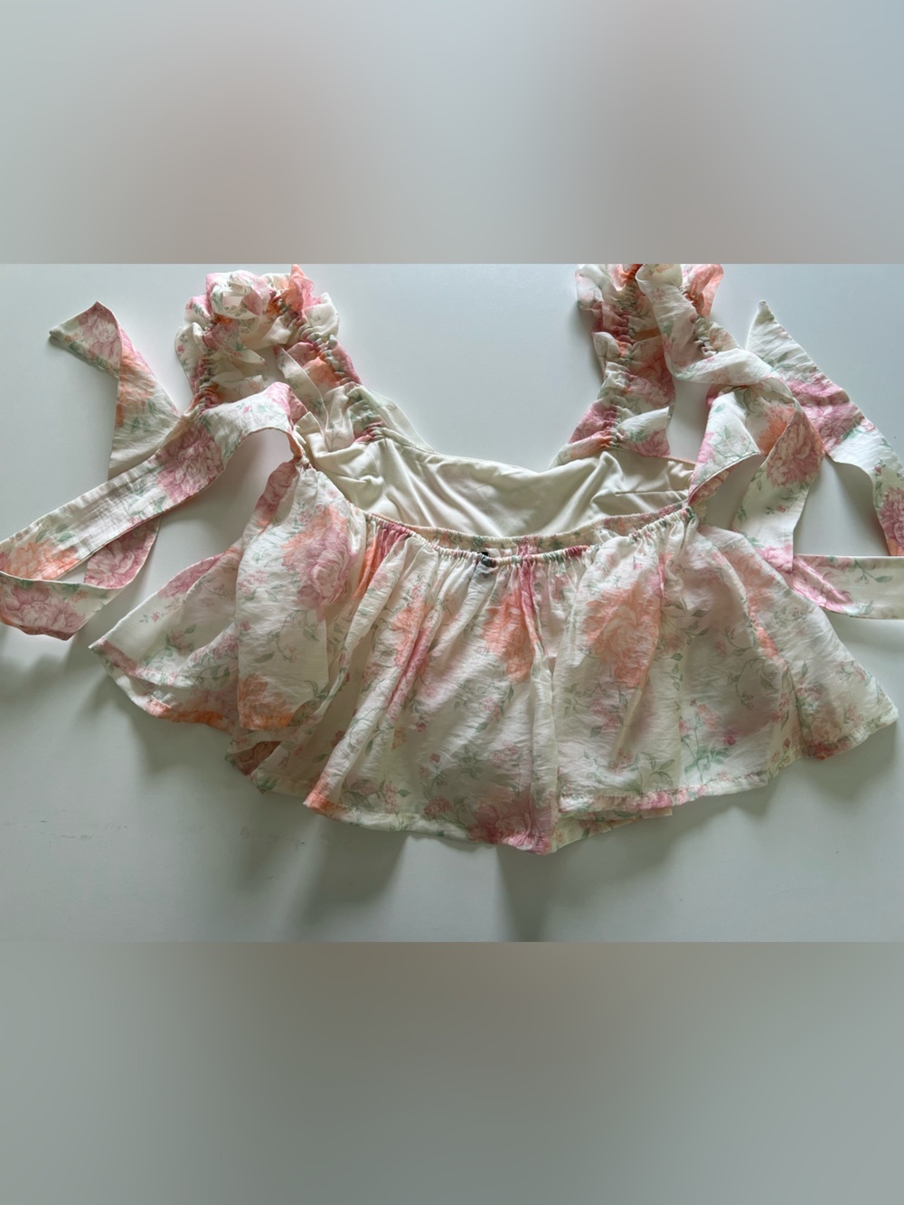 Divided Soft Pink & Cream Floral Ruffle Top - Picture 2 of 3